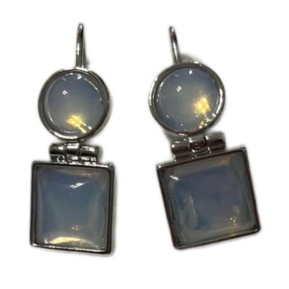 Elegant Silver-Tone Earrings with White Fashion Stone - Picture 1 of 1